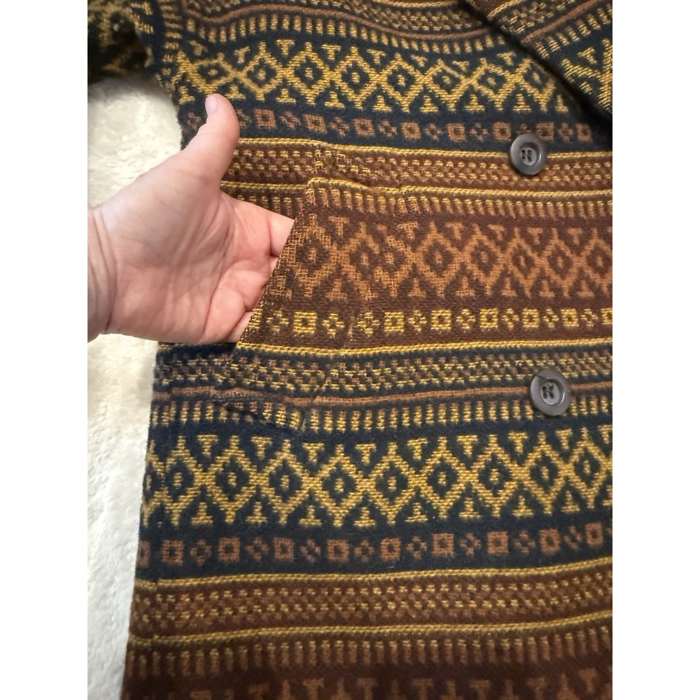 VTG Alexon Womens Sz 12 Wool Coat Lined Southwest‎ Aztec Blanket Great Britain - Picture 4 of 12